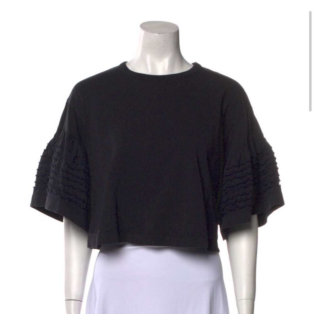 See by Chloe Black Short Sleeve Crop Top